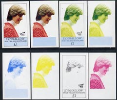 Eynhallow 1982 Princess Di's 21st Birthday imperf souvenir sheet (\A31 value) set of 8 progressive proofs comprising the 4 individual colours plus two 2-colour, 3 and all 4-colour composites unmounted mint, stamps on royalty     diana 