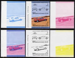 St Vincent - Bequia 1984 Cars #2 (Leaders of the World) $2.50 (1978 BMW M-1) set of 6 imperf se-tenant progressive colour proof pairs comprising the four individual colou..., stamps on cars         bmw