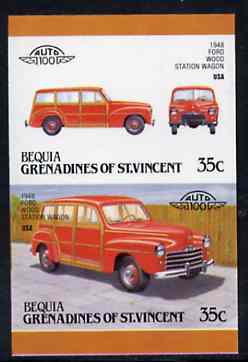 St Vincent - Bequia 1987 Cars #7 (Leaders of the World) 35c (1948 Ford Station Wagon) imperf se-tenant proof pair in issued colours from limited printing unmounted mint*, stamps on cars        ford