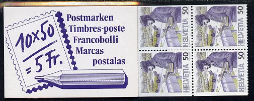 Switzerland 1988 The Post Past & Present 5f booklet complete and very fine, SG PS60, stamps on postal, stamps on postman