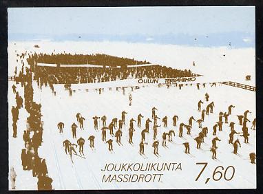 Finland 1989 Sport 7m60 booklet complete and fine, SG SB27, stamps on sport, stamps on skiing, stamps on running, stamps on bicycles, stamps on canoeing