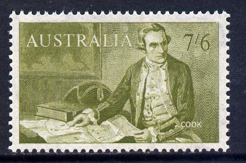 Australia 1963-65 Navigators 7s6d Captain Cook unmounted mint SG 357, stamps on ships, stamps on explorers, stamps on navigators, stamps on cook