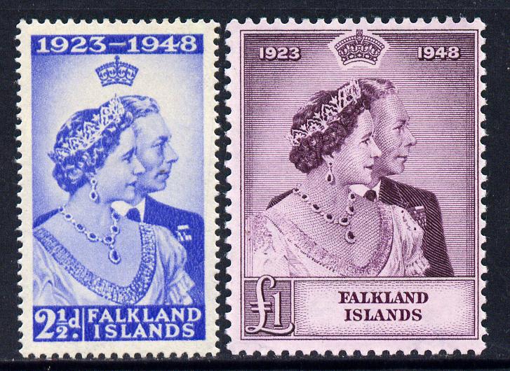 Falkland Islands 1948 KG6 Royal Silver Wedding perf set of 2 mounted mint, SG 166-7, stamps on , stamps on  kg6 , stamps on silver wedding, stamps on royalty