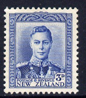 New Zealand 1938-44 KG6 3d blue unmounted mint, SG 609, stamps on , stamps on  kg6 , stamps on 