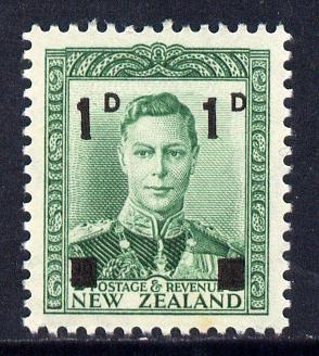 New Zealand 1941 KG6 surcharged 1d on 1/2d green unmounted mint, SG 628, stamps on , stamps on  kg6 , stamps on 