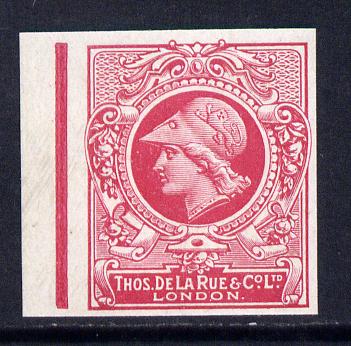 Cinderella - Great Britain 1911 De La Rue undenominated imperf Minerva Head dummy stamp in cerise with solid background unmounted mint, stamps on cinderellas, stamps on 