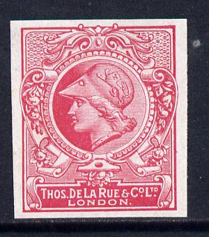 Cinderella - Great Britain 1911 De La Rue undenominated imperf Minerva Head dummy stamp in cerise with part shaded background unmounted mint, stamps on cinderellas, stamps on 