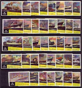 Match Box Labels - complete set of 40 Ships, superb unused condition (Co-op Lucifers series from 1962), stamps on ships