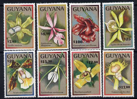 Guyana 1990 Flowers part set of 8 values unmounted mint SG 2862 etc, stamps on flowers, stamps on orchids