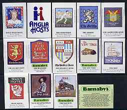Match Box Labels - complete set of 14 Inn Signs, superb unused condition (Cornish Match Co for Anglia Barnaby), stamps on pubs    alcohol     drink