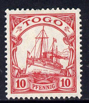 Togo 1900 Yacht 10pf carmine no watermark unmounted mint SG  G9, stamps on ships