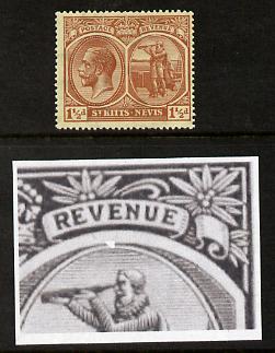 St Kitts-Nevis 1921-29 KG5 Script CA Columbus 1.5d red-brown single mounted with broken frame above Columbuss Head (R4-5) SG 40a, stamps on , stamps on  kg5 , stamps on columbus, stamps on explorers