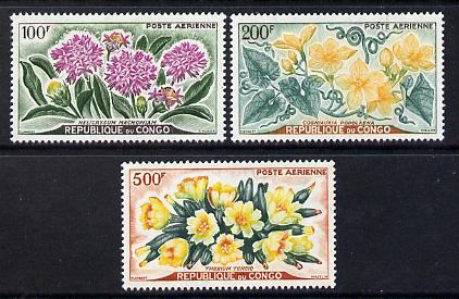 Congo 1961 Flowers set of 3 high values unmounted mint SG 9-11, stamps on flowers