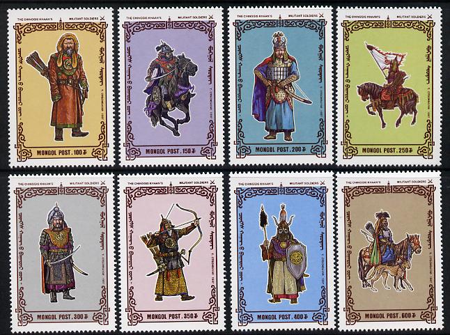 Mongolia 1997 Soldiers of Chingis Khan perf set of 8 unmounted mint, SG 2610-17, stamps on militaria