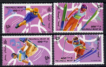 Mongolia 1998 Winter Olympic Games perf set of 4 unmounted mint SG 2630-33, stamps on olympics, stamps on skiing, stamps on skating