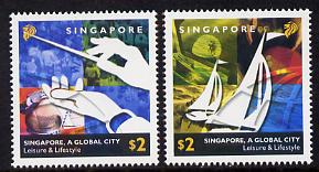 Singapore 2002 Singapore - A Global City 1st series set of 2 unmounted mint SG 1259-60, stamps on ships, stamps on music, stamps on tourism, stamps on 