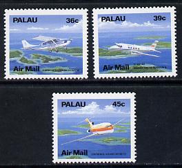 Palau 1989 Aircraft perf set of 3 unmounted mint SG 261-64, stamps on aviation