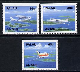 Palau 1989 Aircraft perf set of 3 (ex booklets - one straight edge) unmounted mint SG 261-64, stamps on aviation