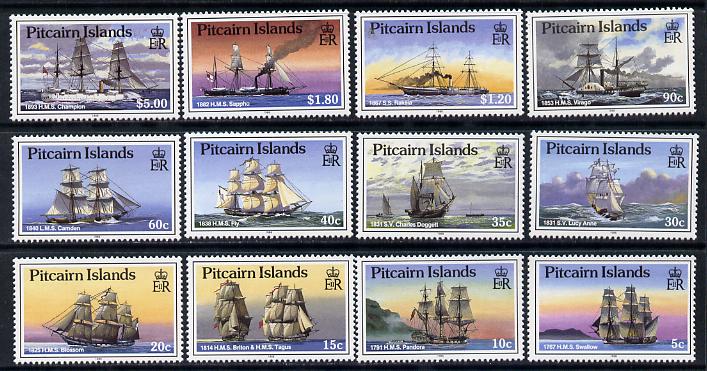 Pitcairn Islands 1988 Ships definitive set complete - 12 values unmounted mint SG 315-26, stamps on ships