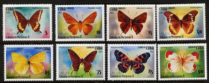Cuba 2013 Butterflies perf set of 8 unmounted mint, stamps on butterflies