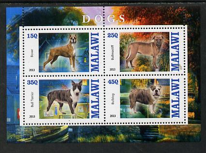 Malawi 2013 Dogs #1 perf sheetlet containing 4 values unmounted mint, stamps on dogs