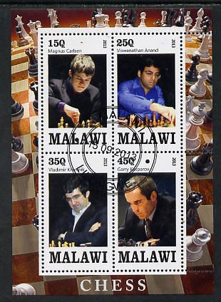 Malawi 2013 Chess perf sheetlet containing 4 values fine cds used, stamps on , stamps on  stamps on chess