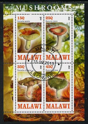 Malawi 2013 Fungi #1 perf sheetlet containing 4 values fine cds used, stamps on , stamps on  stamps on fungi