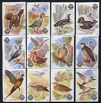 Match Box Labels - complete series of 12 Birds from the set of 20 Birds & Animals, superb unused condition (Yugoslavian Drava series), stamps on birds    pigeon    game    mallard    pheasant     