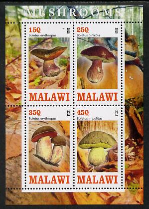Malawi 2013 Fungi #2 perf sheetlet containing 4 values unmounted mint, stamps on fungi