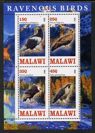 Malawi 2013 Birds of Prey perf sheetlet containing 4 values unmounted mint, stamps on birds, stamps on birds of prey