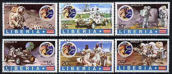 Liberia 1973 Moon Flight of Apollo 17 set of 6 cto used, SG 1142-47*, stamps on space