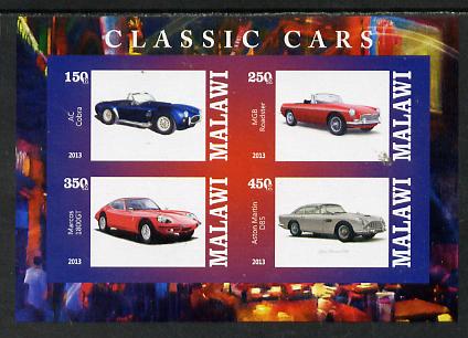 Malawi 2013 Classic Cars #2 imperf sheetlet containing 4 values unmounted mint, stamps on cars
