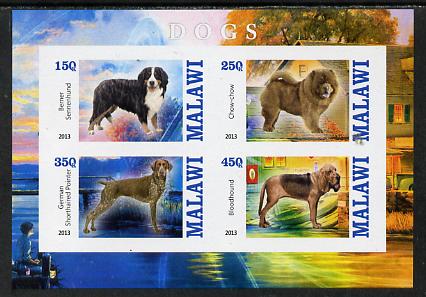 Malawi 2013 Dogs #2 imperf sheetlet containing 4 values unmounted mint, stamps on dogs