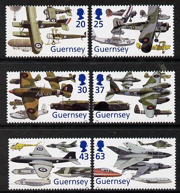 Guernsey 1998 80th Anniversary of Royal Air Force set of 6 unmounted mint SG 774-79, stamps on , stamps on  stamps on aviation, stamps on  stamps on  raf , stamps on  stamps on royal air force, stamps on  stamps on 