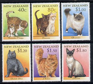 New Zealand 1998 Domestic Cats set of 6 unmounted mint SG 2133-38, stamps on cats