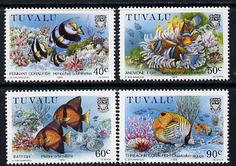 Tuvalu 1989 Coral Reef Life - 3rd series perf set of 4 unmounted mint SG 558-61, stamps on coral, stamps on fish