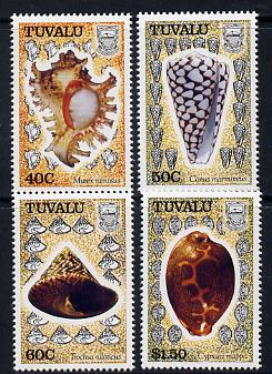 Tuvalu 1991 Sea Shells perf set of 4 unmounted mint SG 597-600, stamps on marine life, stamps on shells