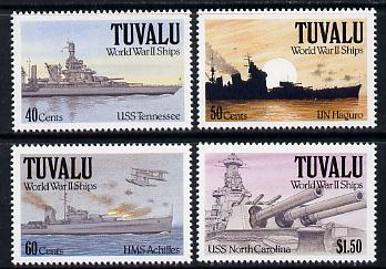 Tuvalu 1991 Ships of World War II - 2nd series perf set of 4 unmounted mint SG 613-16, stamps on ships, stamps on  ww2 , stamps on 