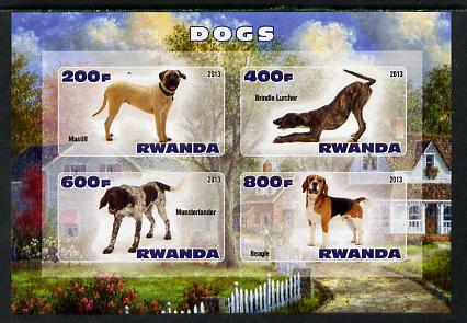 Rwanda 2013 Dogs #1 imperf sheetlet containing 4 values unmounted mint, stamps on dogs