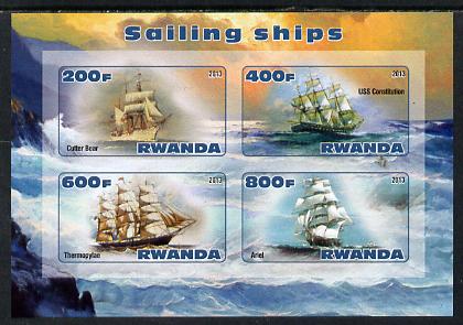 Rwanda 2013 Sailing Ships #2 imperf sheetlet containing 4 values unmounted mint, stamps on ships