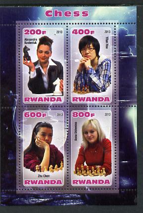 Rwanda 2013 Chess Players (Women) perf sheetlet containing 4 values unmounted mint, stamps on chess, stamps on women