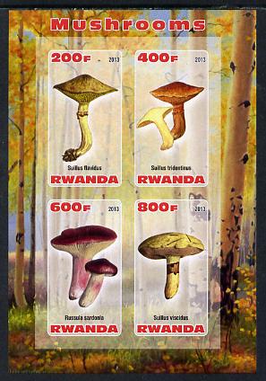 Rwanda 2013 Fungi #2 imperf sheetlet containing 4 values unmounted mint, stamps on fungi