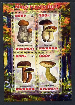 Rwanda 2013 Fungi #5 perf sheetlet containing 4 values unmounted mint, stamps on fungi