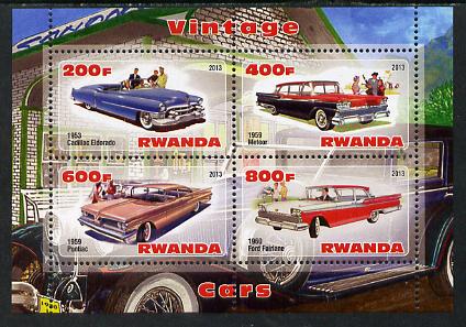 Rwanda 2013 Vintage Cars #2 perf sheetlet containing 4 values unmounted mint, stamps on cars