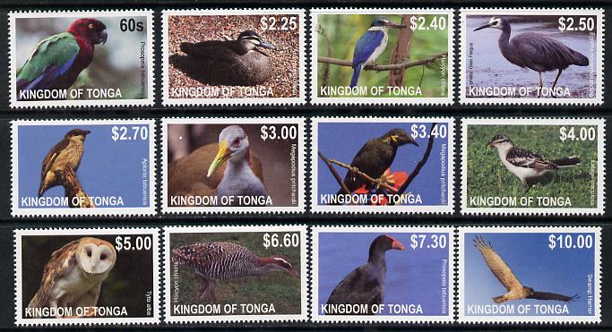 Tonga 2013 Birds #1 definitive perf set of 12 values complete unmounted mint  , stamps on birds, stamps on birds of prey, stamps on owls, stamps on parrots, stamps on kingfishers