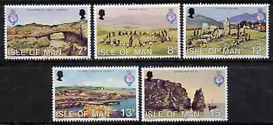 Isle of Man 1980 150th Anniversary of Royal Geographical Society set of 5 unmounted mint, SG 165-69, stamps on geography     geology    volcanoes