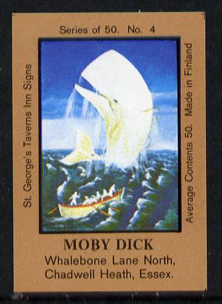 Match Box Labels - Moby Dick (No.4 from a series of 50 Pub signs) light brown background, very fine unused condition (St George's Taverns), stamps on whales