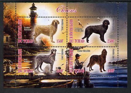 Chad 2013 Dogs #3 perf sheetlet containing 4 values unmounted mint, stamps on dogs, stamps on lighthouses