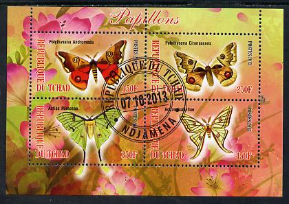 Chad 2013 Butterflies #07 perf sheetlet containing 4 values fine cto used, stamps on butterflies