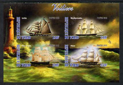 Chad 2013 Sailing Ships #2 imperf sheetlet containing 4 values unmounted mint, stamps on , stamps on  stamps on ships